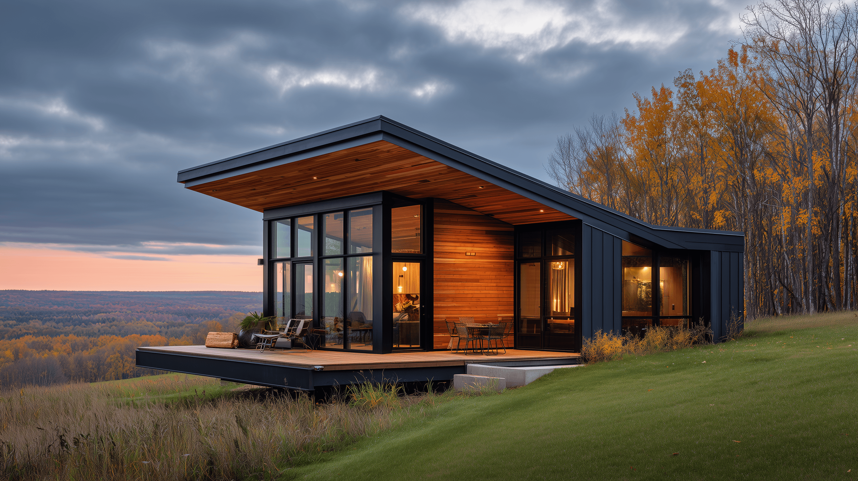 The Ridgeline A-Frame — a modern A-frame cabin with lake views